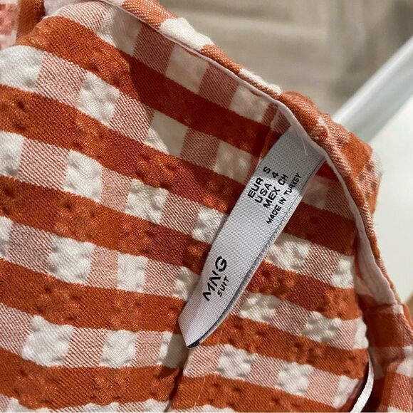 MANGO Textured Gingham Check Dress Size 4 - Picture 7 of 7